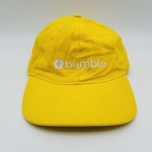 Bumble Hat Cap Strap Yellow White Dating App Logo Preppy Casual Outdoors Mens